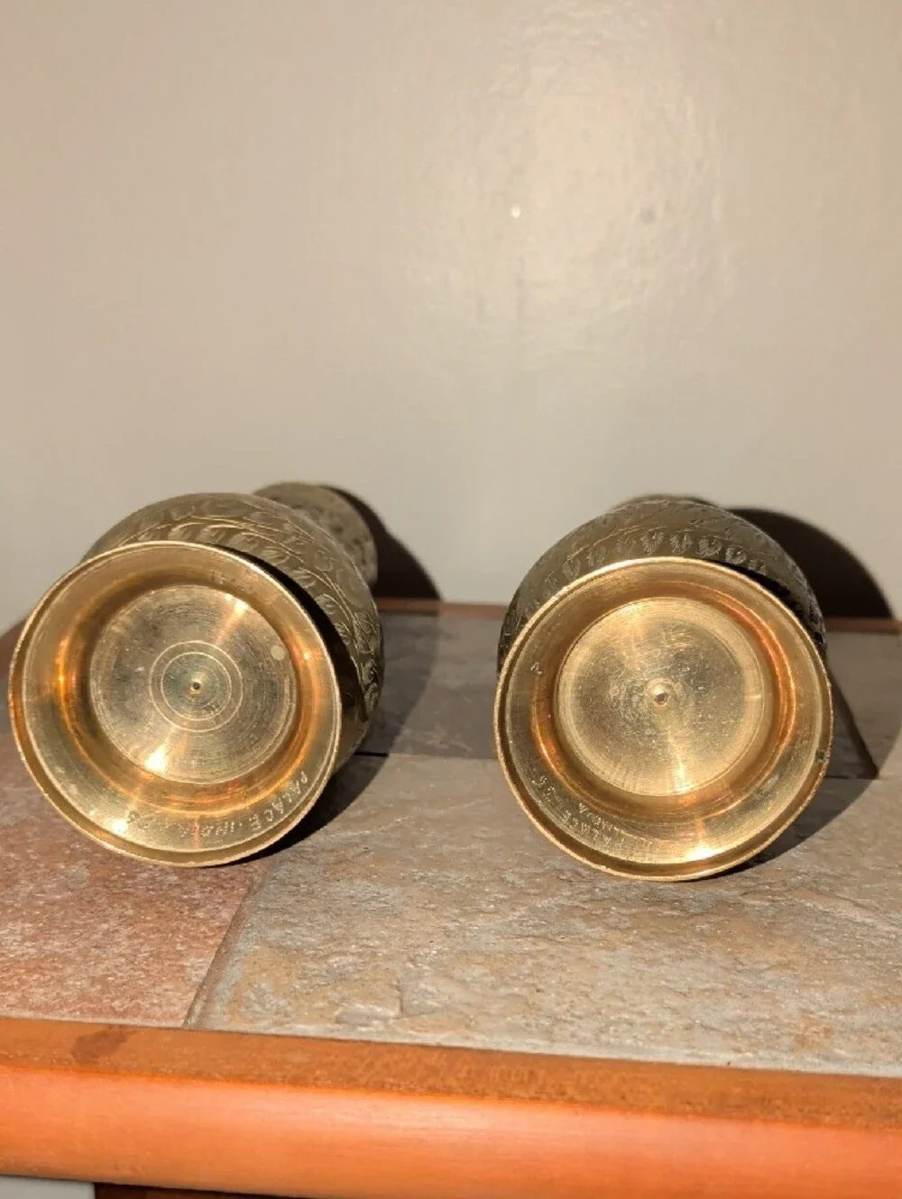 Engraved Solid Brass Floral Decorative Vase (Set of 2) Palace India 36